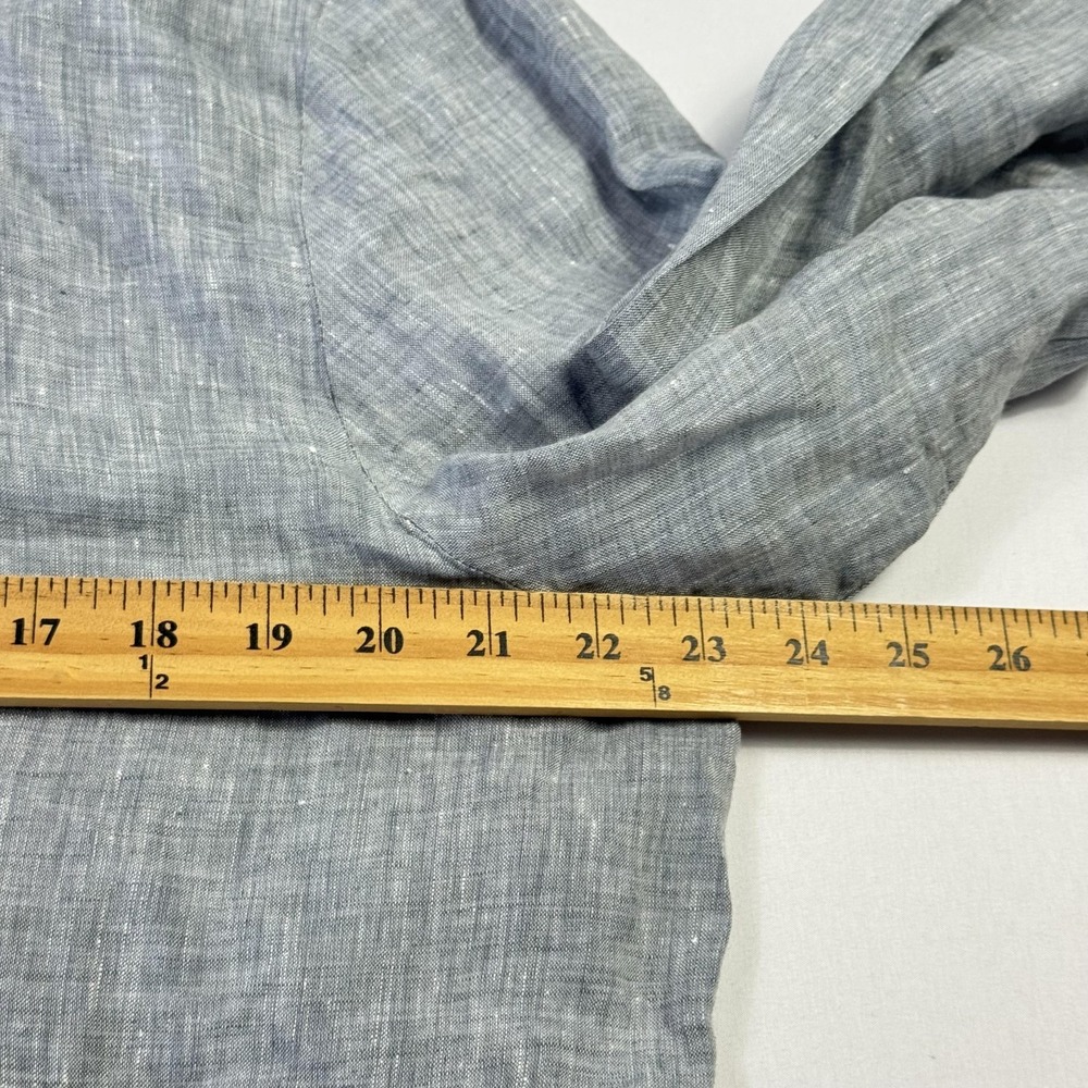 Eileen Fisher Linen Cotton Shirt Womens Large Gray Cropped Button-Up‎ Top - Picture 5 of 10